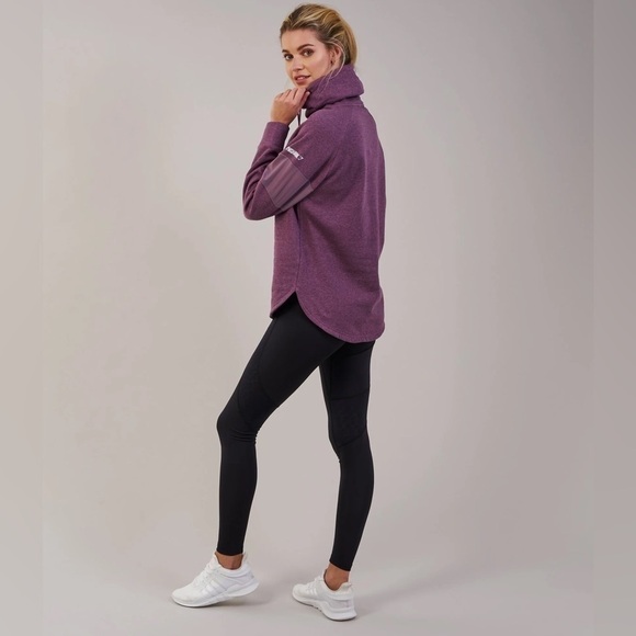 Gymshark Purple Cowl Neck Fleece lined Sweatshirt mesh sleeve size Small - Picture 4 of 12